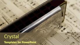  Presentation with harmonica - Colorful PPT theme enhanced with harmonica on music backdrop and a tawny brown colored foreground