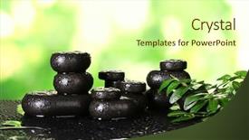  Presentation with spa stones leaves - Slides featuring harmony body - composition of spa stones background and a soft green colored foreground