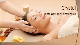  Presentation with harmony - Theme having harmony body - picture of calm beautiful woman background and a lemonade colored foreground