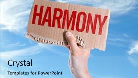  Presentation with harmony - Audience pleasing PPT layouts consisting of harmony card with sky background backdrop and a light blue colored foreground
