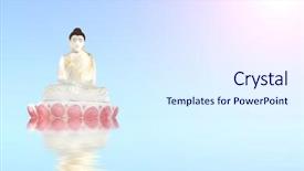  Presentation with harmony - Slides with harmony religion - old stone statue of meditating background and a sky blue colored foreground