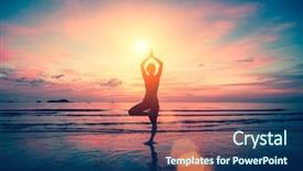 Presentation with yoga and meditation - Audience pleasing presentation theme consisting of harmony religion - silhouette yoga girl backdrop and a ocean colored foreground
