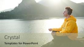  Presentation with space travel - Presentation theme enhanced with harmony-with-nature-a-man background and a mint green colored foreground