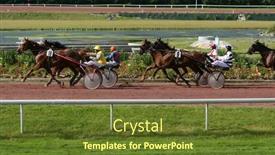  Presentation with drivers - Cool new presentation theme with harness-racers-sulky-horses backdrop and a tawny brown colored foreground