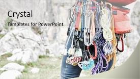  Presentation with climbing mountains - Cool new PPT theme with harness with spring-loaded cam backdrop and a light gray colored foreground