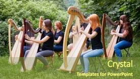  Presentation with outdoors - PPT layouts having harp - ensemble of six young musicians background and a tawny brown colored foreground