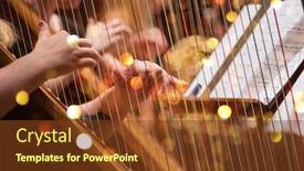  Presentation with classical music - Beautiful PPT theme featuring harp-player-during-a-classical backdrop and a tawny brown colored foreground