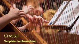  Presentation with symphony - Amazing theme having harp-professional-player-with-symphony backdrop and a tawny brown colored foreground