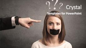  Presentation with employee - Amazing theme having harrasmment - caucasian business hand pointing backdrop and a gray colored foreground