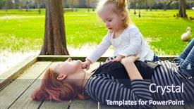  Presentation with dog park dogs plays - Slides having harried woman - daughter and mother playing together background and a  colored foreground