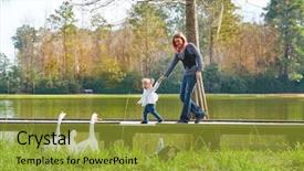  Presentation with children little child girl plays - Cool new PPT theme with harried woman - kid girl and mother playing backdrop and a gold colored foreground
