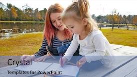  Presentation with daughter - Amazing theme having harried woman - mother and daughter drawing colors backdrop and a  colored foreground