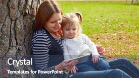  Presentation with together we - Amazing slide set having harried woman - mother and daughter playing backdrop and a  colored foreground