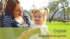  Presentation with get together - Beautiful slides featuring harried woman - mother and daughter playing backdrop and a  colored foreground