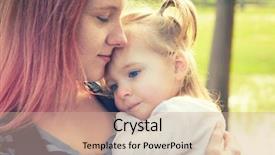  Presentation with kissing booth - Slide deck consisting of harried woman - mother and daughter portrait hug background and a  colored foreground