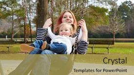  Presentation with fun fair swinging ride - PPT theme enhanced with harried woman - mother and daughter background and a  colored foreground