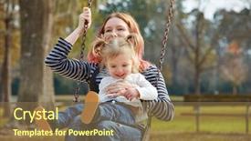  Presentation with fun fair swinging ride - PPT theme enhanced with harried woman - mother and daughter background and a  colored foreground