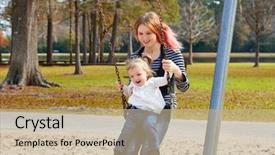  Presentation with fun fair swinging ride - Theme featuring harried woman - mother and daughter background and a  colored foreground
