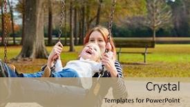 Presentation with fun fair swinging ride - Audience pleasing theme consisting of harried woman - mother and daughter backdrop and a  colored foreground