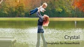  Presentation with mother baby - Audience pleasing PPT layouts consisting of harried woman - mother playing throwing up baby backdrop and a  colored foreground