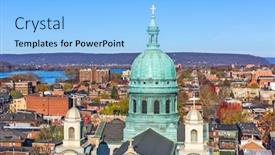  Presentation with usa - Theme featuring harrisburg-pennsylvania-usa-cityscape background and a light blue colored foreground