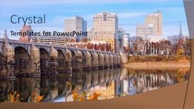  Presentation with fall foliage - PPT theme having harrisburg-pennsylvania-usa-skyline background and a light blue colored foreground