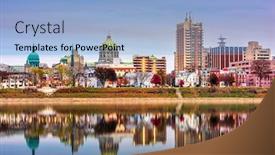  Presentation with skyline - PPT theme enhanced with harrisburg-pennsylvania-usa-skyline background and a light blue colored foreground