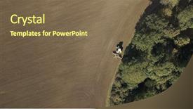  Presentation with farming irrigation canals tractor - Amazing slide deck having harrowing ploughed soil in farm backdrop and a violet colored foreground