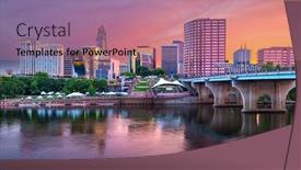  Presentation with skyline - Beautiful presentation design featuring hartford-connecticut-usa-downtown-skyline backdrop and a coral colored foreground