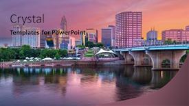  Presentation with usa - PPT theme consisting of hartford-connecticut-usa-downtown background and a coral colored foreground