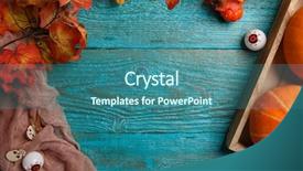  Presentation with halloween - Colorful slides enhanced with harverst - blue table with halloween pumpkin backdrop and a  colored foreground