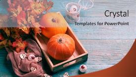  Presentation with maple leaves - Slide set featuring harverst - picture of pumpkin maple leaves background and a light gray colored foreground