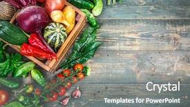  Presentation with old style - PPT layouts with harvest fresh vegetables autumn still-life on old wooden board in rustic style copyspace background and a gray colored foreground