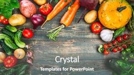  Presentation with old style - Beautiful slides featuring harvest fresh vegetables autumn still-life on old wooden board in rustic style copyspace backdrop and a gray colored foreground