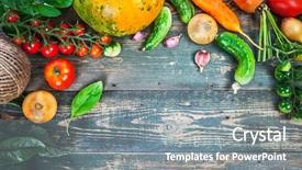  Presentation with old style - Slides featuring harvest fresh vegetables autumn still-life on old wooden board in rustic style copyspace background and a gray colored foreground