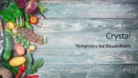  Presentation with old style - Audience pleasing PPT theme consisting of harvest fresh vegetables on old backdrop and a light gray colored foreground