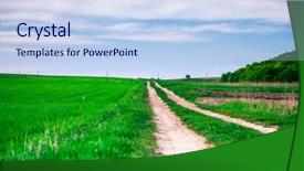  Presentation with wheat - PPT theme featuring harvest moon - field of grass meadow wheat background and a sky blue colored foreground