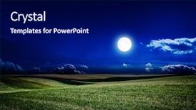  Presentation with star field - Theme having harvest moon - green night field star sky background and a navy blue colored foreground