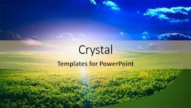  Presentation with star field - Colorful PPT theme enhanced with harvest moon - green night field star sky backdrop and a  colored foreground