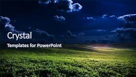  Presentation with star field - Slides featuring harvest moon - green night field star sky background and a navy blue colored foreground