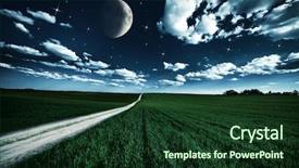  Presentation with star field - Colorful presentation theme enhanced with harvest moon - green night field star sky backdrop and a  colored foreground