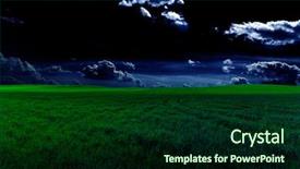  Presentation with star field - Slide set featuring harvest moon - green night field star sky background and a forest green colored foreground