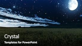  Presentation with star field - Beautiful PPT theme featuring harvest moon - green night field star sky backdrop and a  colored foreground