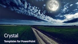  Presentation with star field - Colorful theme enhanced with harvest moon - green night field star sky backdrop and a navy blue colored foreground