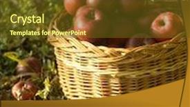  Presentation with red apple tree - Presentation theme with harvest of the orchard basket full of red apples under apple tree background and a tawny brown colored foreground