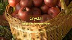  Presentation with red apple tree - Presentation design having harvest of the orchard basket full of red apples under apple tree background and a tawny brown colored foreground