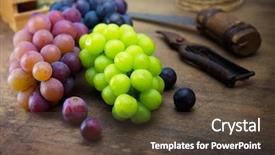  Presentation with grape vine black grapes - Amazing presentation theme having red black and white green backdrop and a tawny brown colored foreground