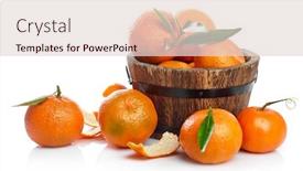  Presentation with green life - Presentation consisting of harvest-tangerines-in-wooden-basket background and a lemonade colored foreground