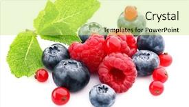  Presentation with mix berries and candy - Presentation design enhanced with harvest theme - mix of fresh berries isolated background and a  colored foreground
