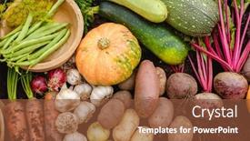 Presentation with carrots - Beautiful slide set featuring harvest-vegetables-on-the-ground backdrop and a tawny brown colored foreground